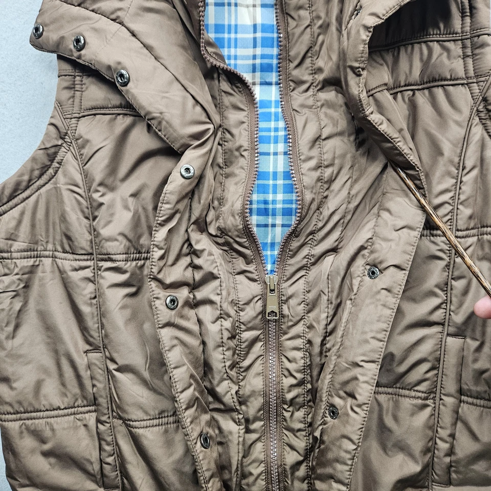 Chaleco chaqueta pesada Finish Line Athletics para mujer grande marrón con cremallera y botones Foto 4 de 4