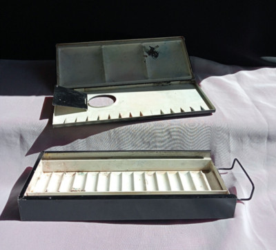 George Rowney Metall Aquarell Malkasten Faltpalette Deckel Winston Churchill