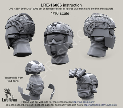 Live Resin 1/16 LRE-16006 Crye Airframe Helmet with Cover & Choops