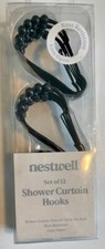 NESTWELL BLACK SHOWER CURTAIN HOOKS BALLS NIP