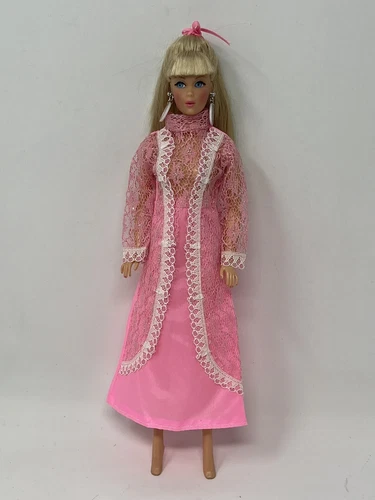 Vintage Shillman Barbie Clone Doll Clothes Outfit PINK LACE DRESS Frilly Formal