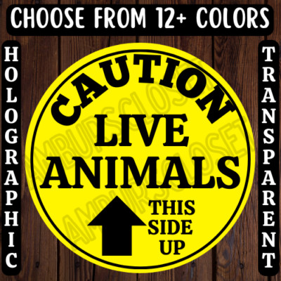40 LIVE ANIMALS STICKERS 2'' LABELS SEALS SCRATCH RESISTANT EGGS CAUTION