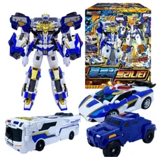 Metal Cardbot S Blue Cop Trinity Ultimate 3-Stage Combination Transforming Robot