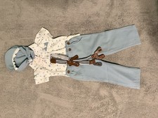 Baby Boy 3-Piece Outfit Set 6-12M Shirt, Pants, Hat Suspenders by Yallet