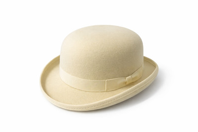 Hochwertige weiße Hardtop 100 % Wolle Bowler Mütze - Satin gefüttert - Größen S bis XL