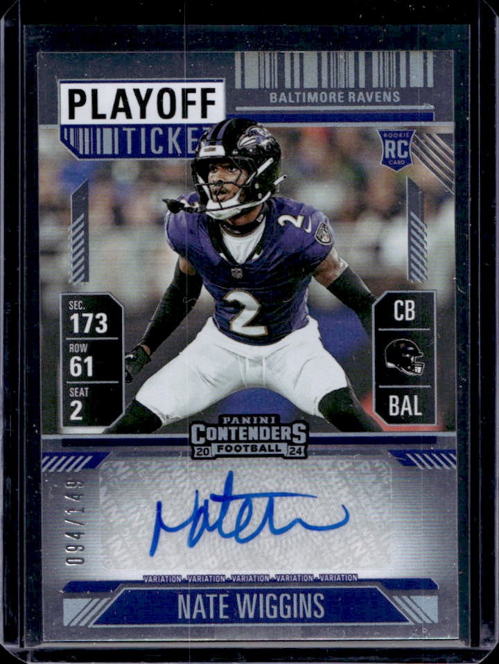 2024 Contenders Nate Wiggins Rookie Ticket Variation Auto RC Playoff #94/149