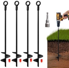 VASGOR 18  Ground Anchors 4pcs Easy to Use with Drill, 30mm Diameter, Heavy D...