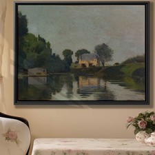 Rustic Rural Landscape Oil Painting Canvas Print for Vintage Home Decor