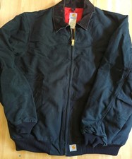 Vintage Carhartt Santa Fe Jacket Made In The USA Red Quilted Lining Black XL