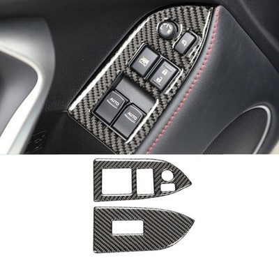 Black Real Carbon Fiber Window Lifting Panel Trim Cover For Subaru BRZ 2013-2020