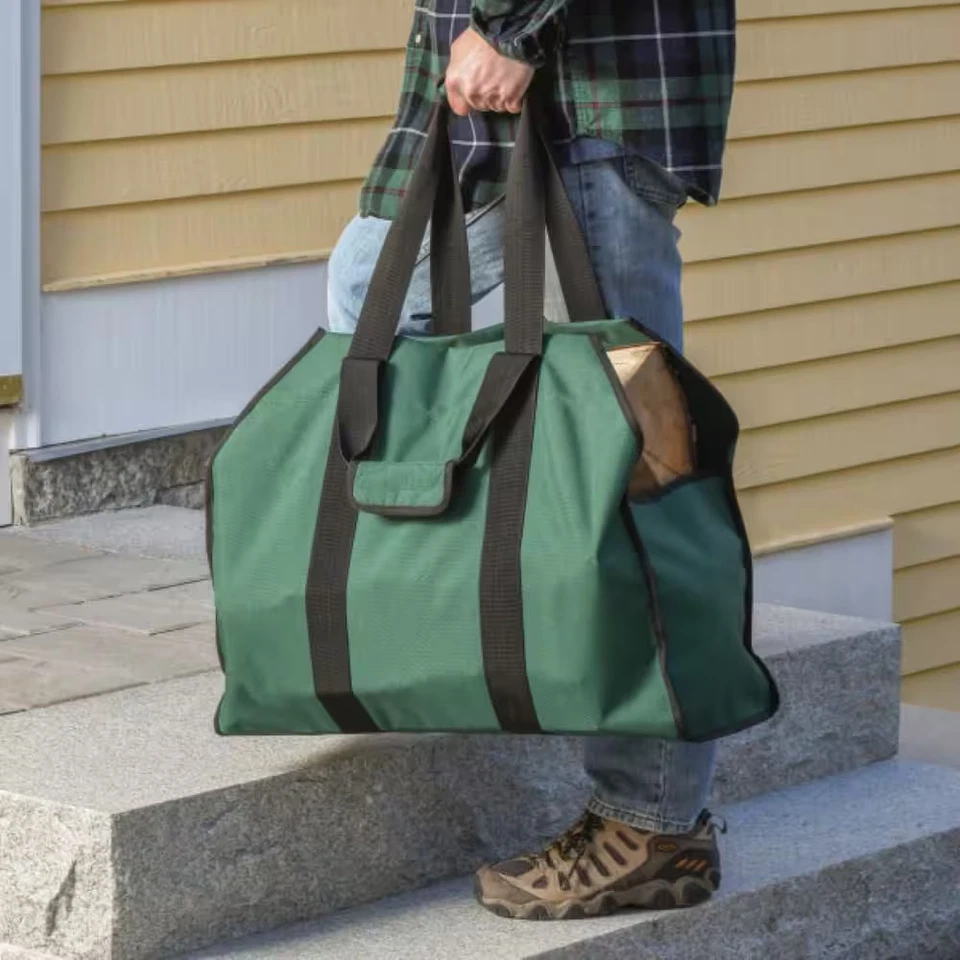 Bolsa portadora de leña resistente 24 pulgadas X12 pulgadas X 20 in. Verde Foto 4 de 4