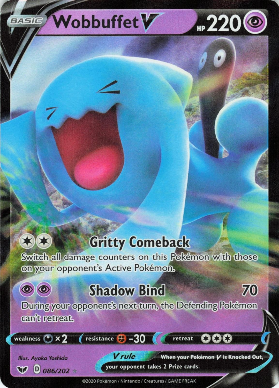 Wobbuffet V 086/202 Sword & Shield V Rare Holo LP