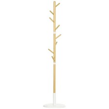 ALBERO APPENDIABITI 8 GANCI, BASE ROTONDA IN BAMB�, LEGNO E METALLO, H175.6 CM