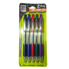 Zebra Z Grip Ballpoint Pens Assorted Ink Medium Point 5 Pack