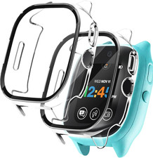   2 Pack  Hard PC Case for Verizon Gizmo Watch 3 Built-In Tempered Glass Screen P