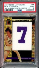 Marketplace image: 2007 TOPPS LETTERMAN PETE MARAVICH JERSEY NUMBER PATCHES PSA 9 SUPERFRACTOR 1/1