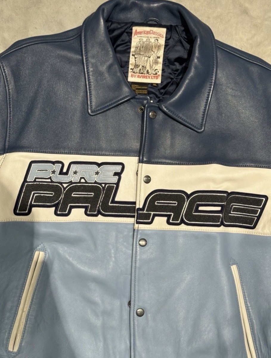 Avirex Palace pure palace Varsity Jacket Blue White mens leather