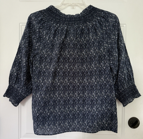 Camisa Campesina Talbots XL Azul Marino Blanco Manga 3/4 Calada Extra Grande - Imagen 8 de 8