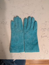 Vintage Fownes Blue Fine Suede Leather Gloves Lined Size Large
