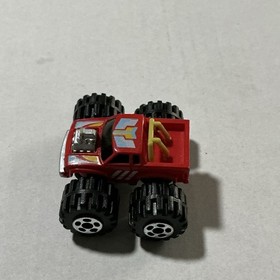 Vintage 1987 Micro Machines Road Champs 4x4 Red Truck w/ Yellow Roll Bar Offroad