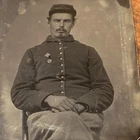Civil War Tintype Photo Union Soldier Metal Ribbon on Uniform c. 1860s