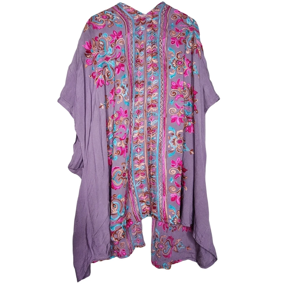 Umgee Kimono Plumero Artístico Bordado Floral Boho Festival Cubre XL/XXL Foto 2 de 4