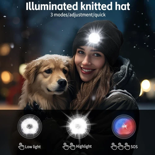 Beanie with Light, Tyep-C Rechargeable LED Hat, Suitable for Running Hiking W... - Picture 5 of 7