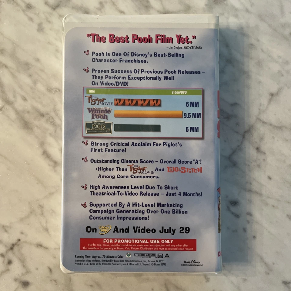 Piglet's Big Movie - RARE VHS Demo Tape! Winnie The Pooh Walt Disney - Image 3 of 4
