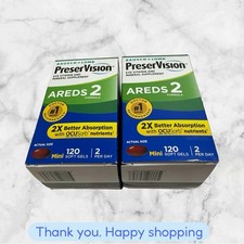 FOR 2 PreserVision Areds 2 Eye Vitamin and Mineral 120 Softgels EXP2027 NEWSHIP