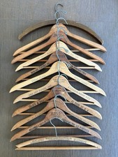 Antique Lot Of 11 Wooden Advertising Clothes Hangers Brooklyn NYC