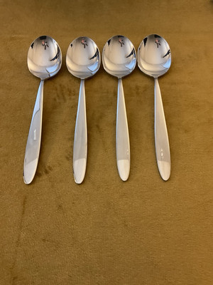 WMF Present Cromargan Stainless Steel (4) Round Cream Soup spoons    MINT