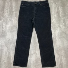 Vintage Lee Corduroy Pants Mens 38x32 Black Thin Wale Union Tag Made USA Preppy