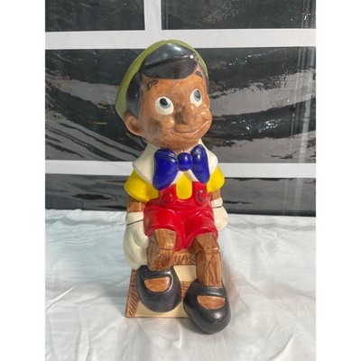 Vintage Pinocchio Ceramic Lamp Base Hand Painted Disney Character Folk Art Decor