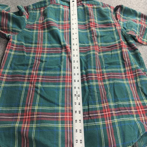 Vtg LL Bean Flannel Shirt Youth 4 Tartan Plaid Green Made USA Camp Outdoor Hunt - Picture 7 of 9