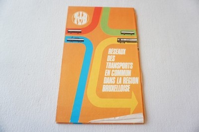Sept 1976 Belgium Brussels Tram Tramways Railway Bus Map 