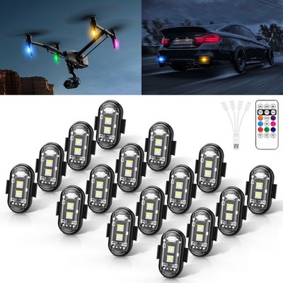 Wireless Led Strobe Lights with Remote, 8 Colors USB Charging for Car Motorcycle