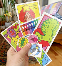 Vintage Sticker Lot: Lot Of 9 Scholastic Stickers Trimmed, On Backing READ
