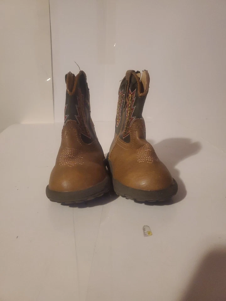 Roper Cowbabies младенца размер 4 ботинки наконечник стрелы желтовато-коричневый Western ковбой Baby Shoes - Изображение 3 из 4