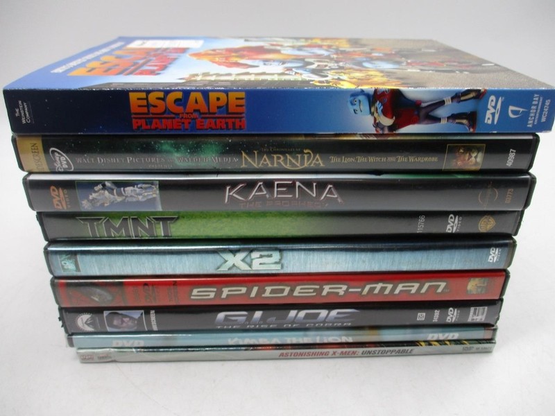 DVD MIXED LOT OF 9 MOVIES PRE-OWNED UNTESTED KIMBA THE LION,SPIDER-MAN,NARNIA