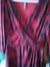 Chaps Red Black Floral Print Wrap Dress Size XL NWT