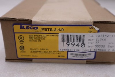 BOX OF 12 - ILSCO PBTS-2-1/0 2-Port Insulated Tap Connector Wire Range #GF496A