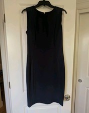 Calvin Klein Navy Sheath Dress Round Neck, Sleeveless, Knee Length, Zip, Sz 10