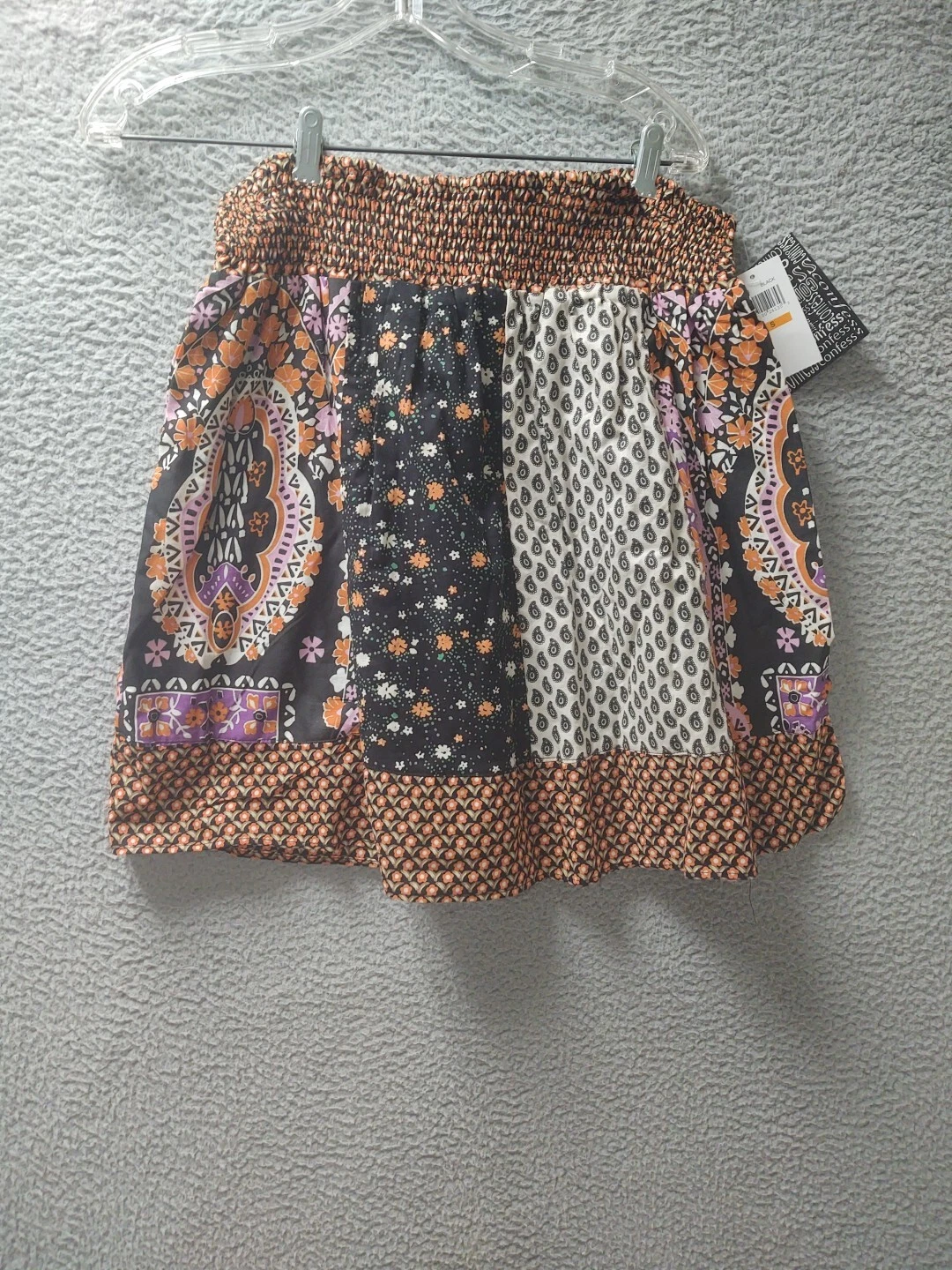 Confess Mini Skirt Womens Small Multicolor Patchwork Elastic Waist NWT