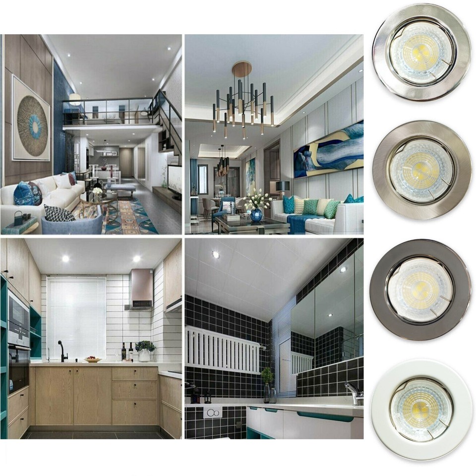 4x LED Ceiling Downlight GU10 Round Fixed IP20 Spotlight Fitting Light ...