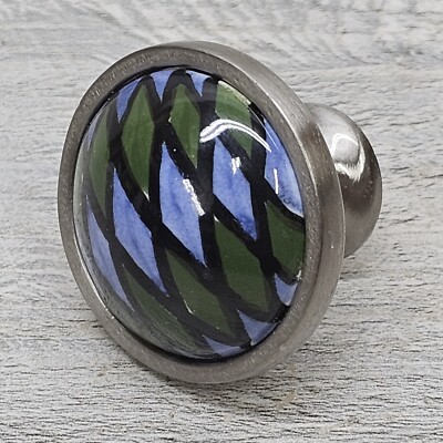 Lot Of 25 Betsy Fields Designs Cabinet Door Drawer Pull Knobs Blue Green Diamond