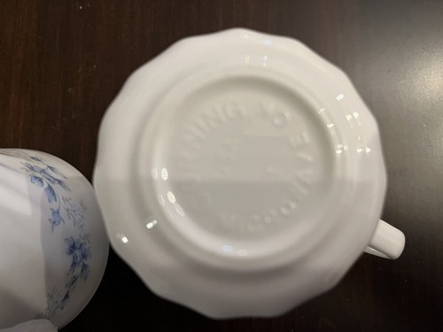 2 VINTAGE CORELLE BLUE FLEUR Mugs Cups Swirl Pattern FREE SHIPPING - Picture 5 of 6