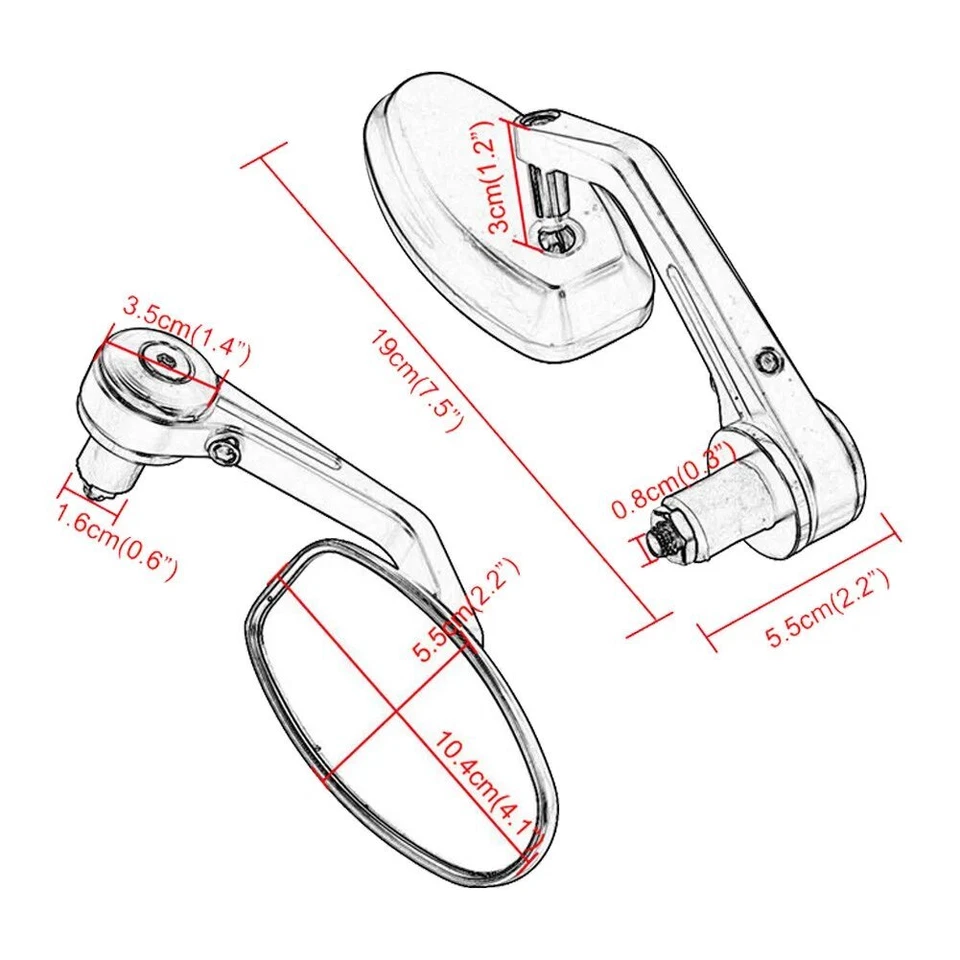 ESPEJOS RETROVISORES MANILLAR MOTO 7/8" PARA DUCATI MONSTER 696 796 1100 1200 821 S Foto 3 de 4