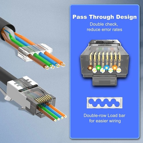10 Stück Durchgangsstecker RJ45 geschirmt Cat7 Steckverbinder Netzwerk Modular P GR - Bild 4 von 6