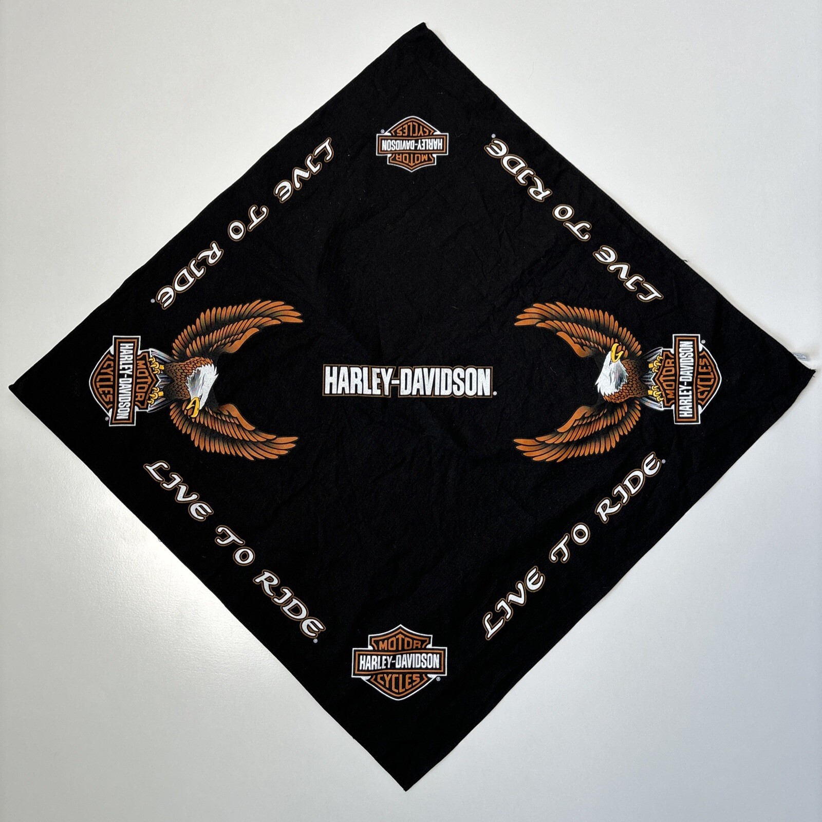 Bandana Harley-Davidson Vintage Imprimé Aigle – Coton Noir Unisexe, Neuf Sans étiquette
