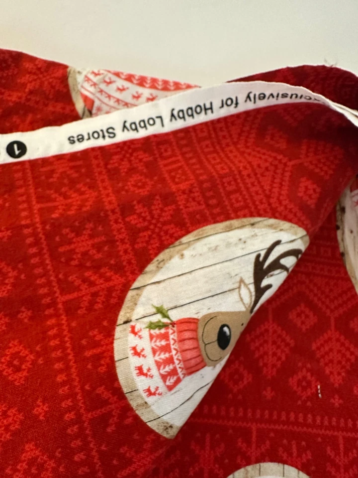 HOBBY LOBBY reindeer bear cotton Christmas holiday print fabric 54" x 1 yard - Image 2 of 2